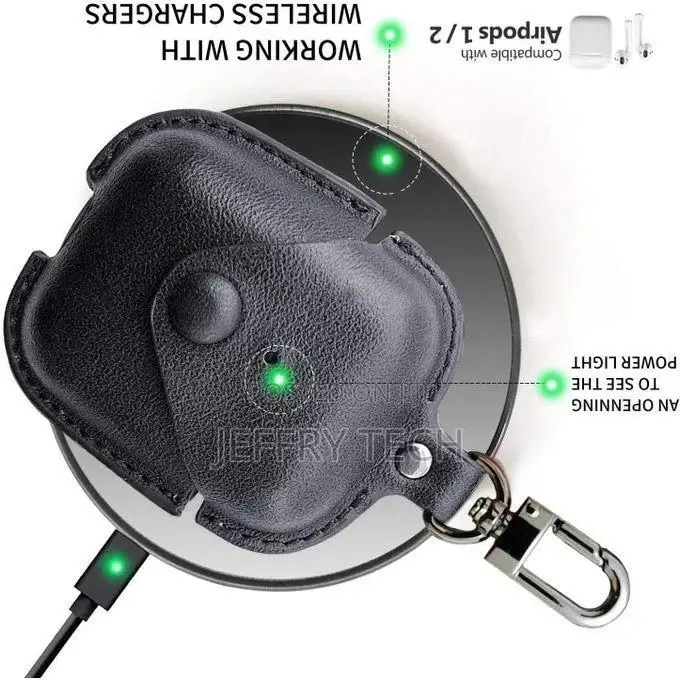 Case Cover for Air Pods 1/2, Leather Case With Secure Snap
