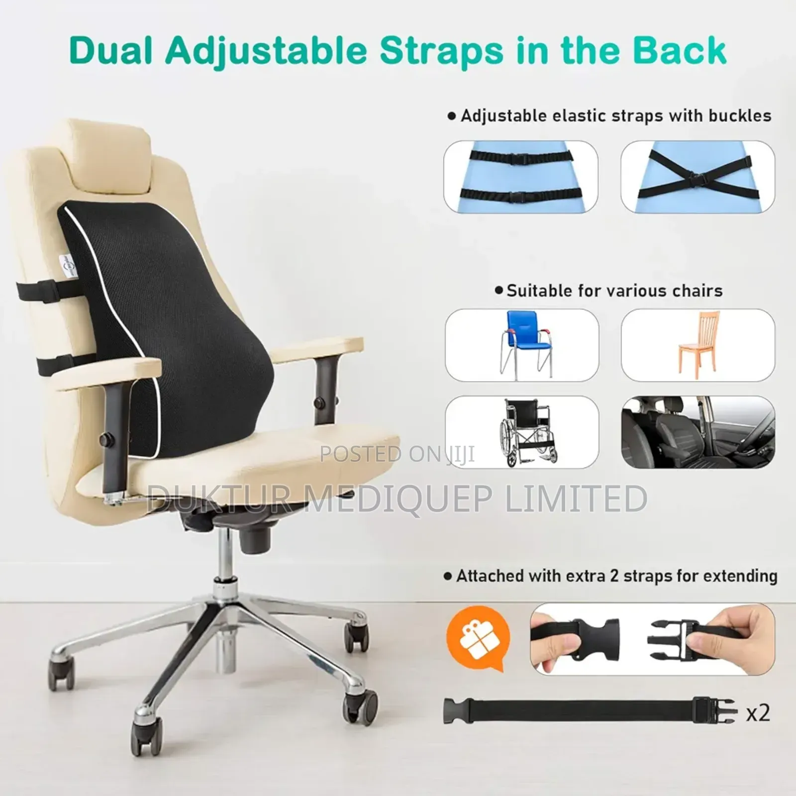 Ergonomic Memory Foam Back Cushion/ Lumber Support Pillow