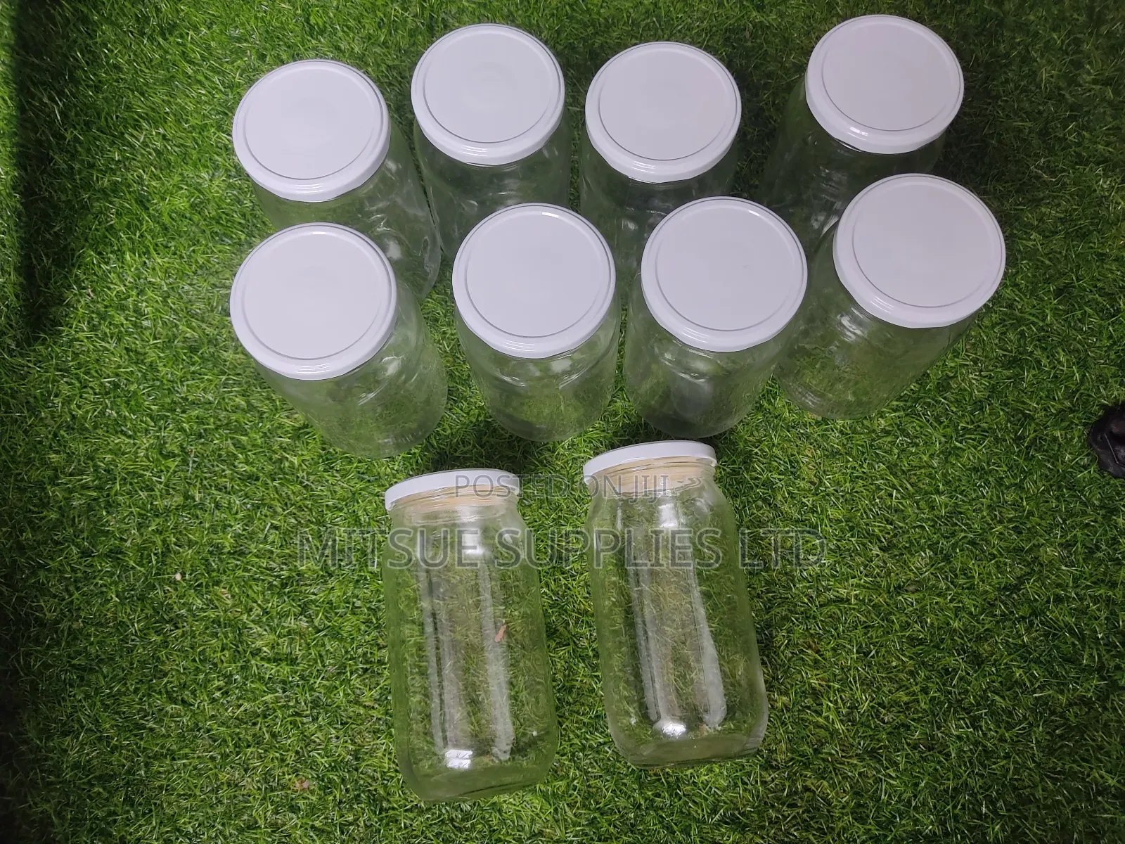 10 Glass Jar 1000ml With Metallic White Lids With Seals