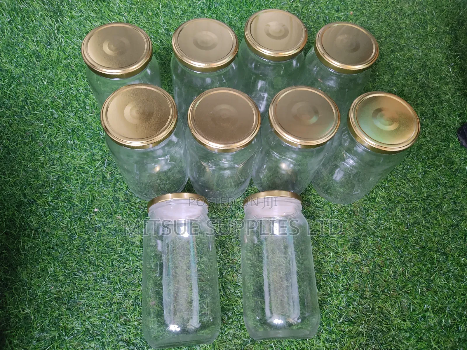 10 Glass Jar 1000ml With Metallic Gold Lids With Seals