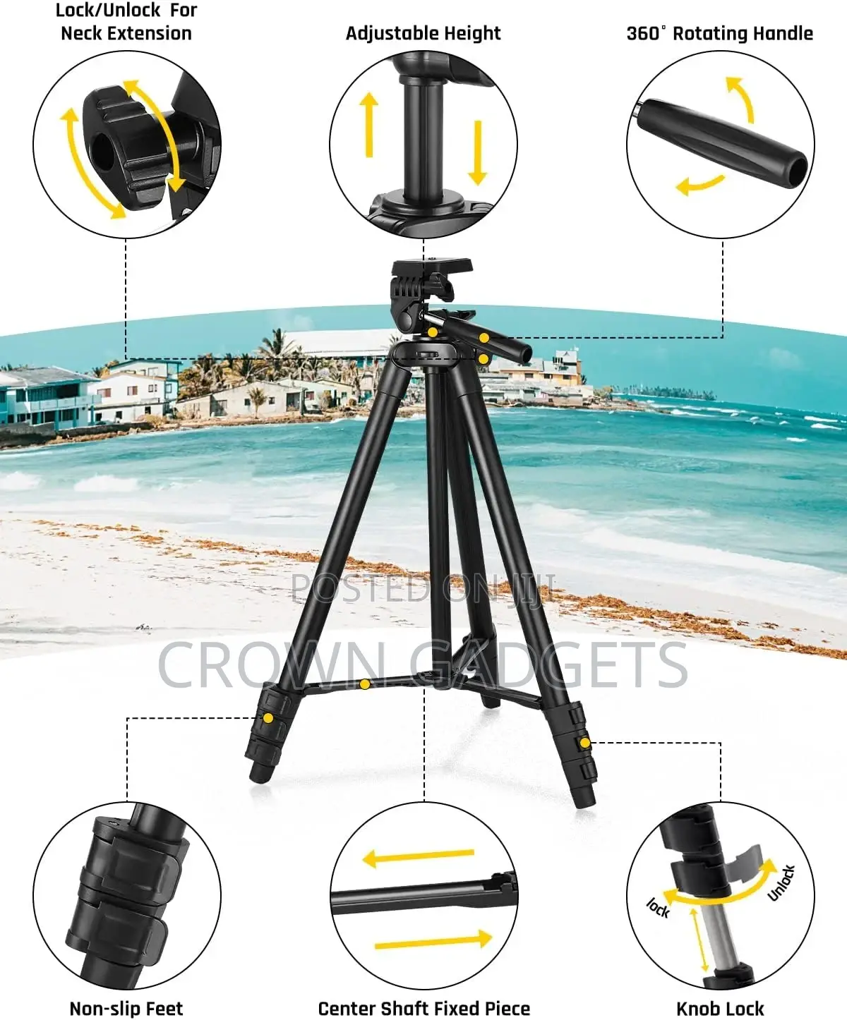Height Adjustable Aluminum Alloy Tripod Stand