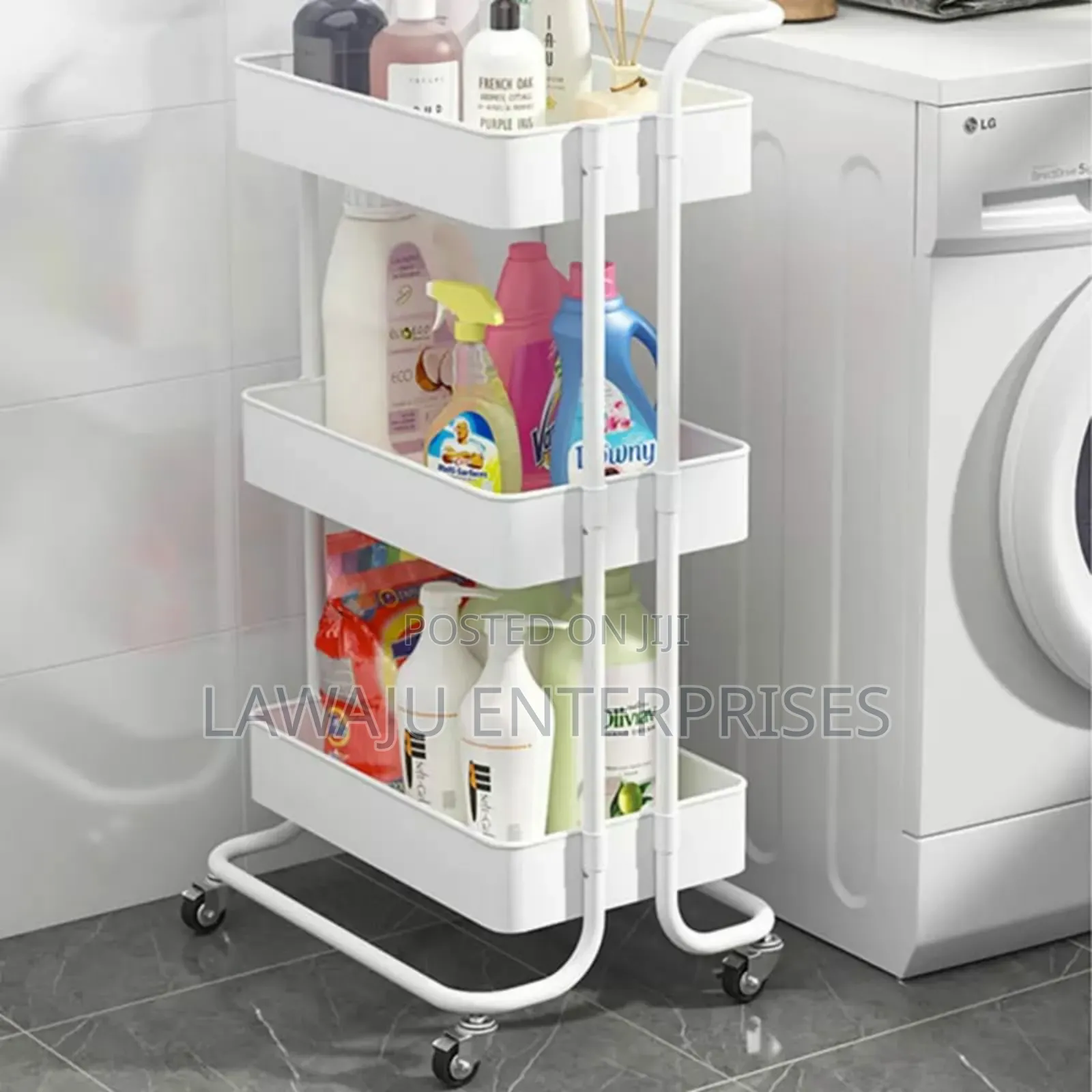 White Multifunctional Movable Trolley