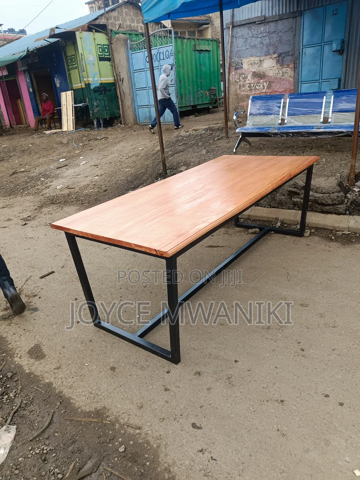 Mahogany Conference Powder Coated Table 8ft by 3ft 
