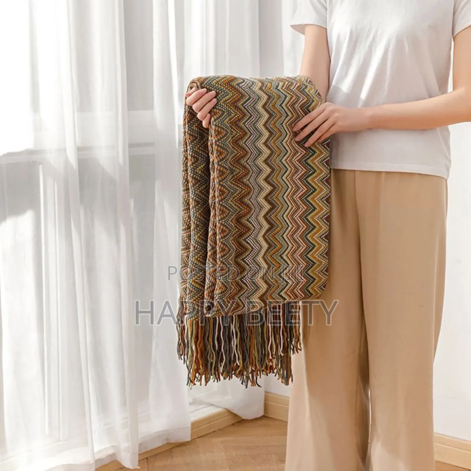 Bohemian Knitted Throw Blanket-Very Cozy