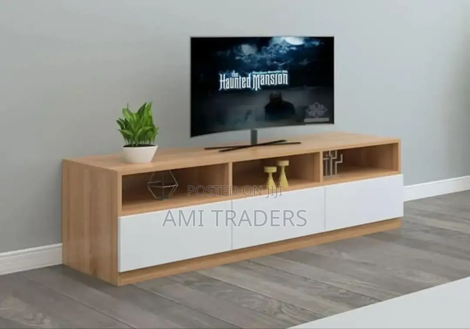 Natural Brown & White Tv Stand 6FT.