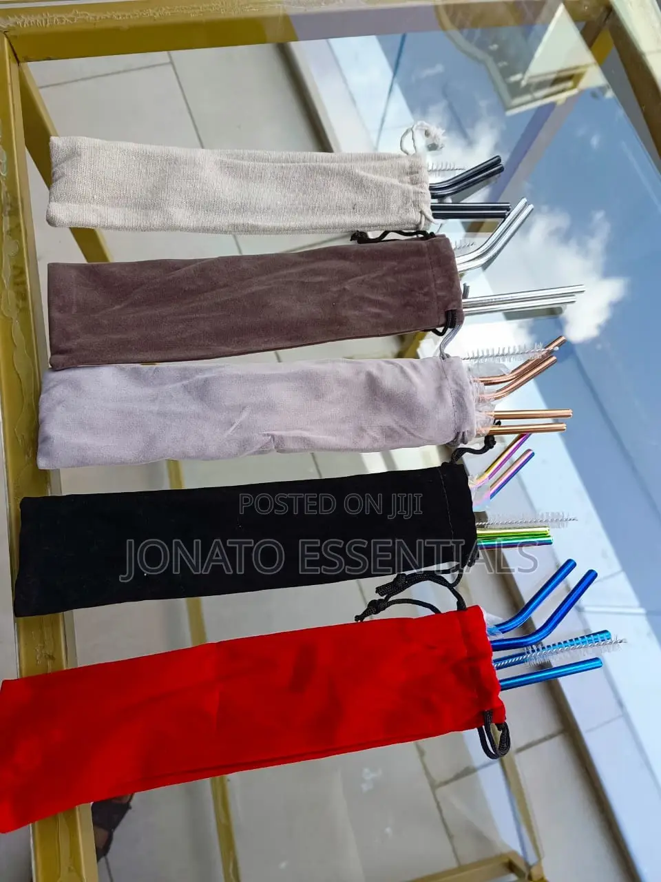 5 Piece Metallic Reusable Straws