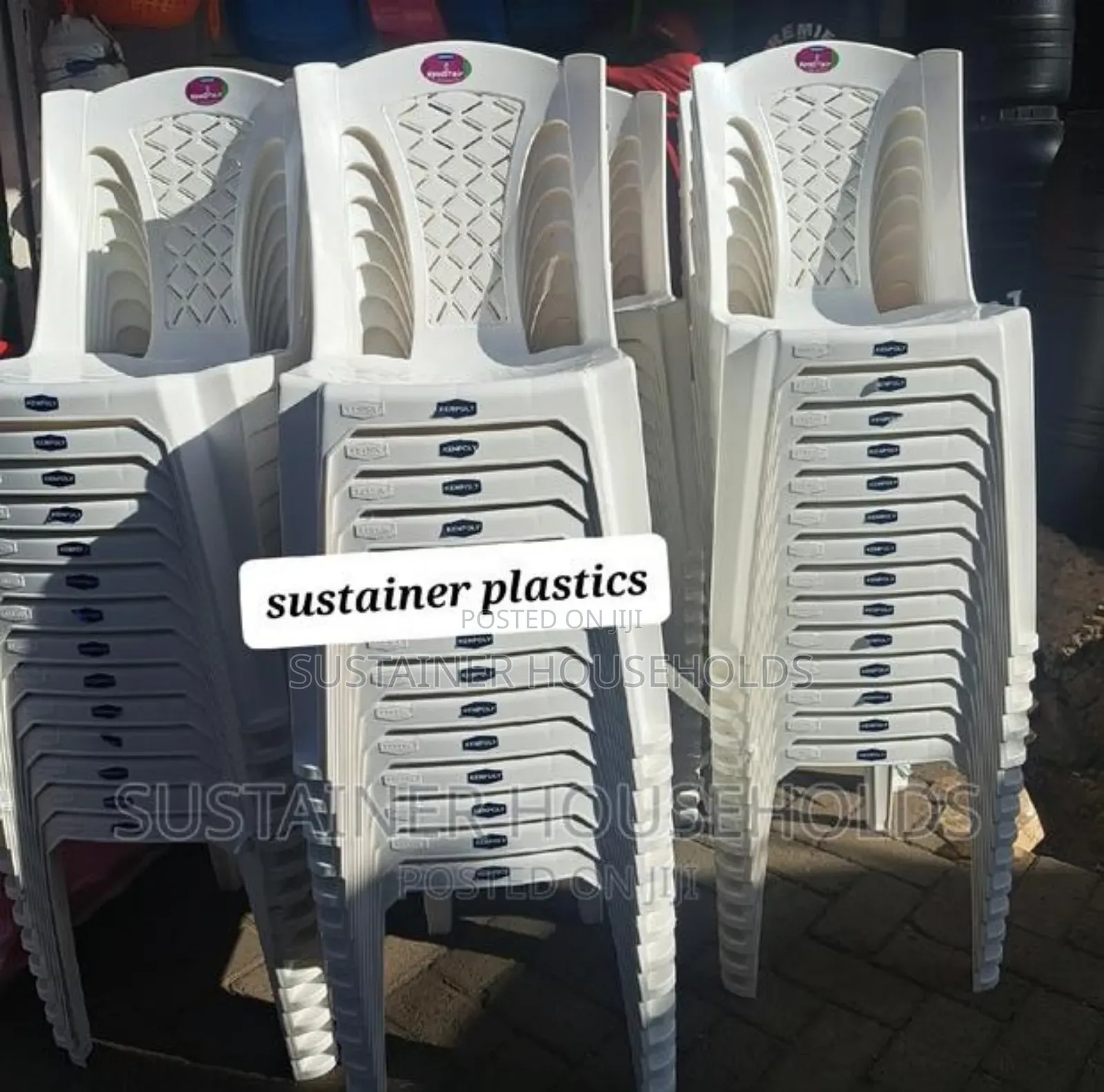 Kenpoly White Armless Plastic Chairs