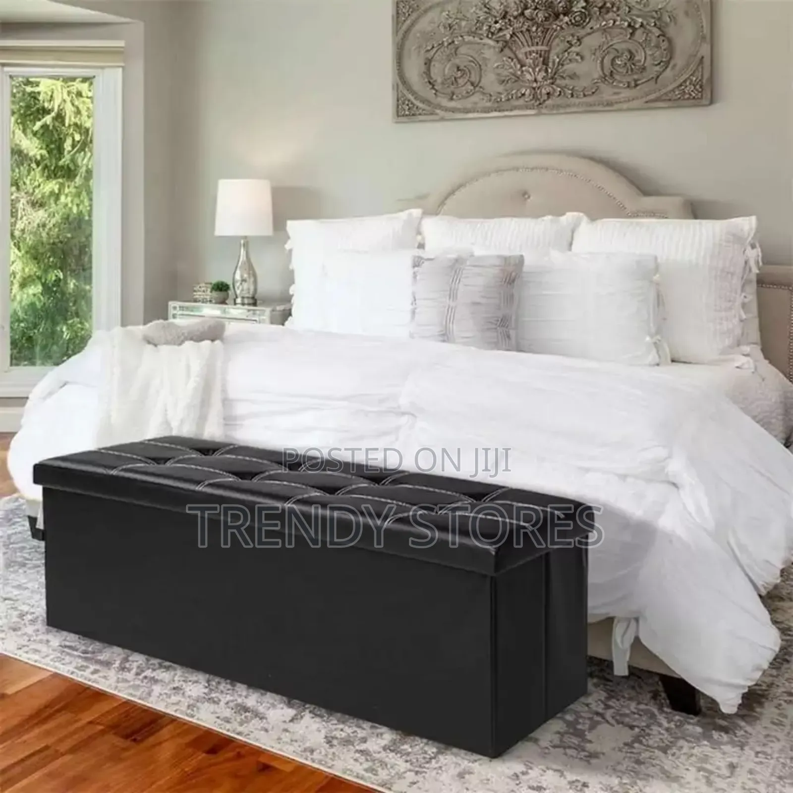 Black Foldable Ottoman Storage Box