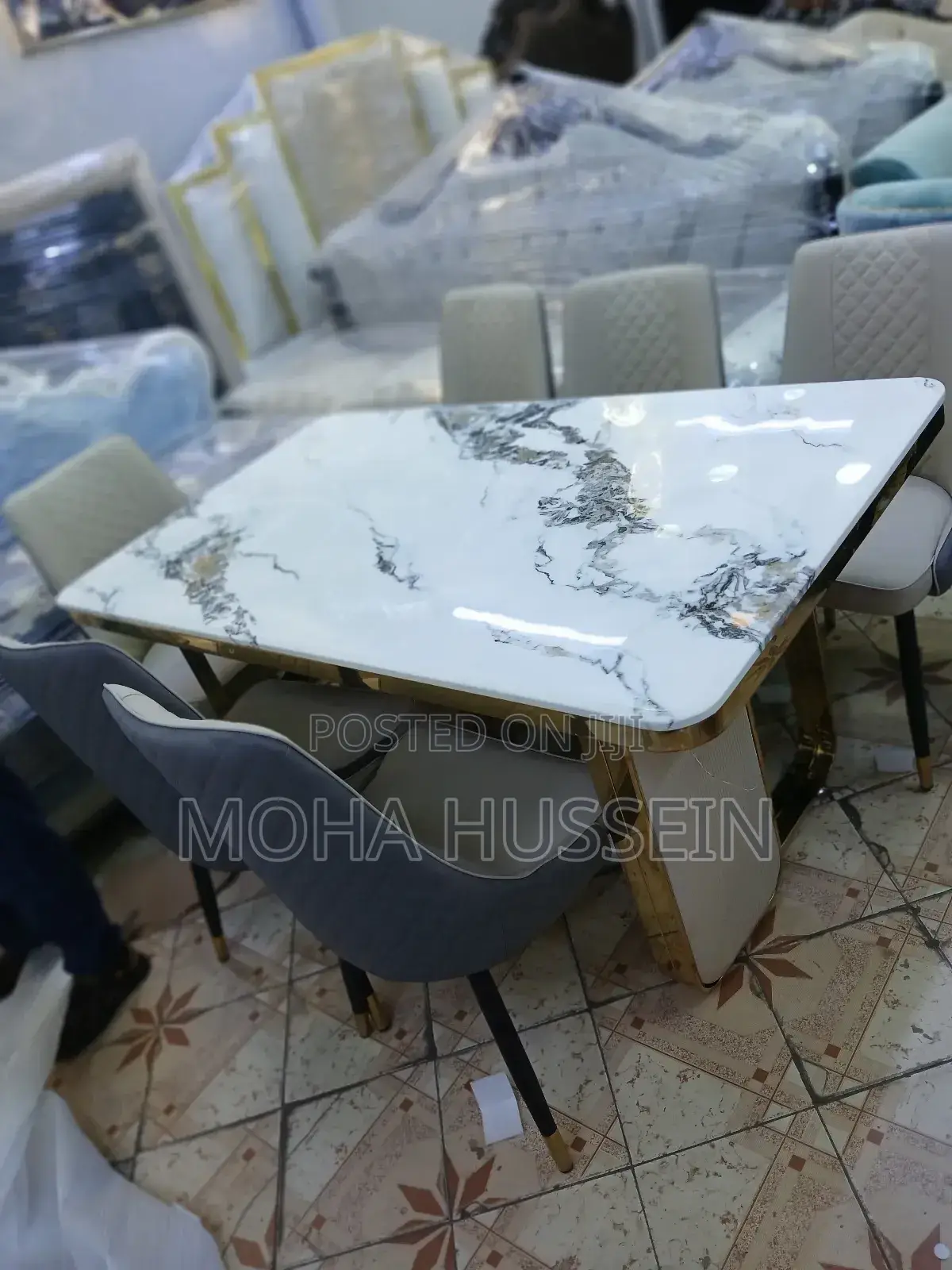 Imported 6 Seater Marble Dining Table