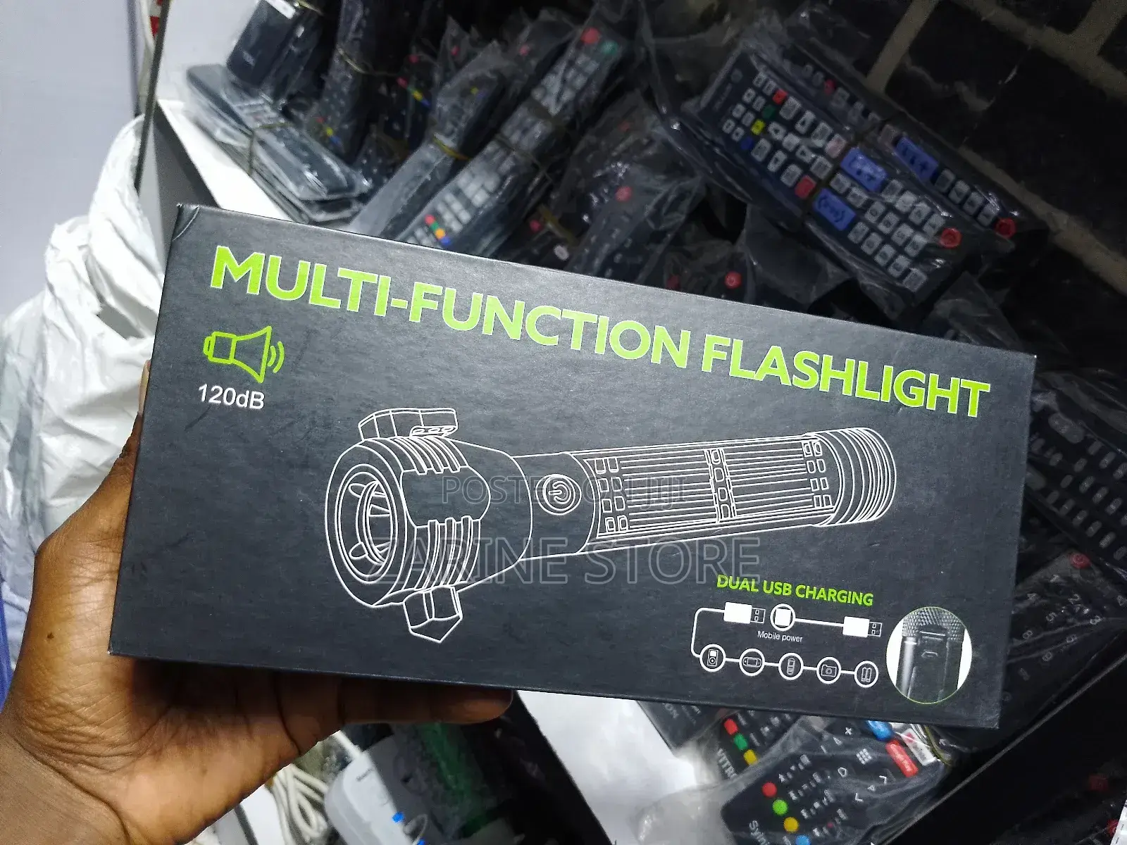 Mettalic Solar Torch With Alarm Security Car Flashlight