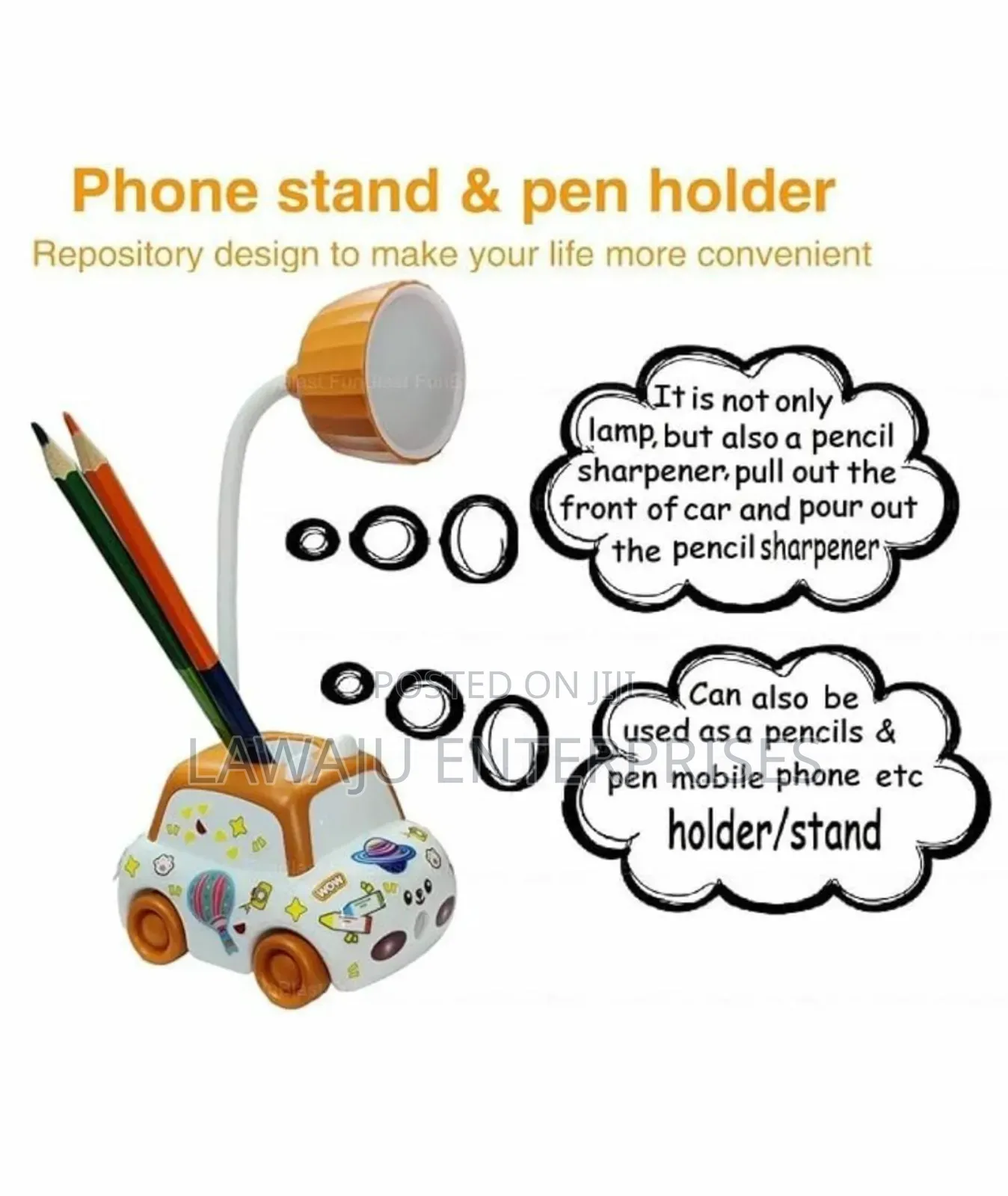 Orange Reading Lamp and Organizer
