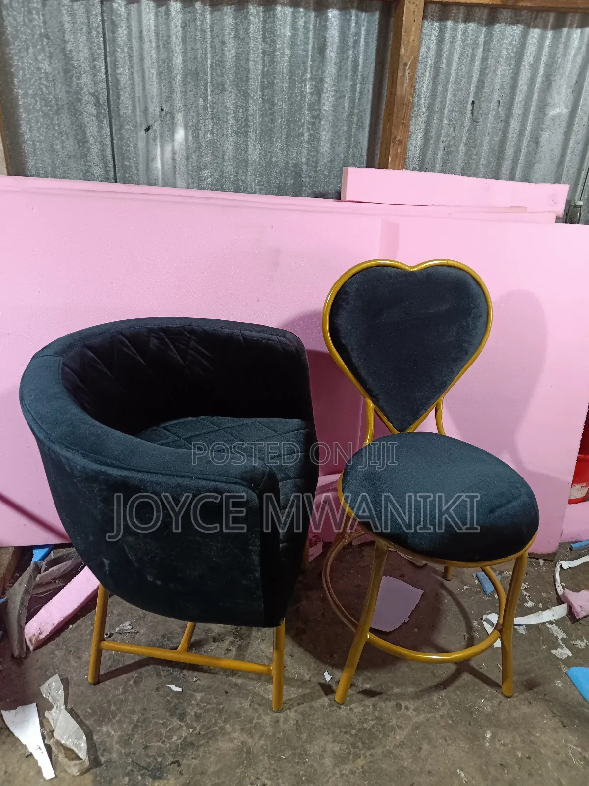 Manicure Seats 2 Pieces Black and Gold 