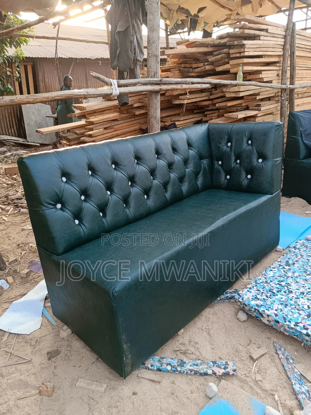Couch 6ft, Green With Armrest 