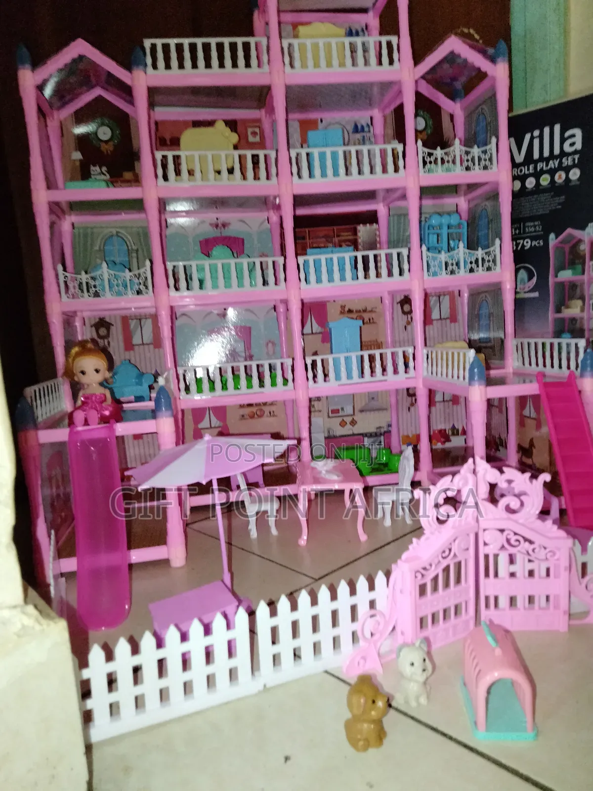 379 Pieces Real Doll House for Kids With Lights