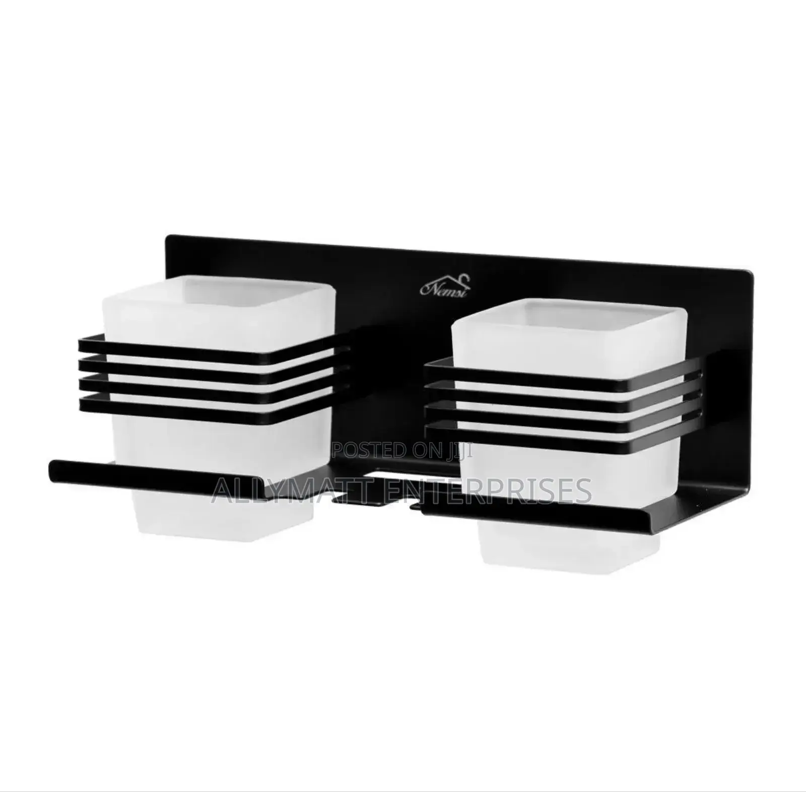 Black Double Tooth Brush Holder