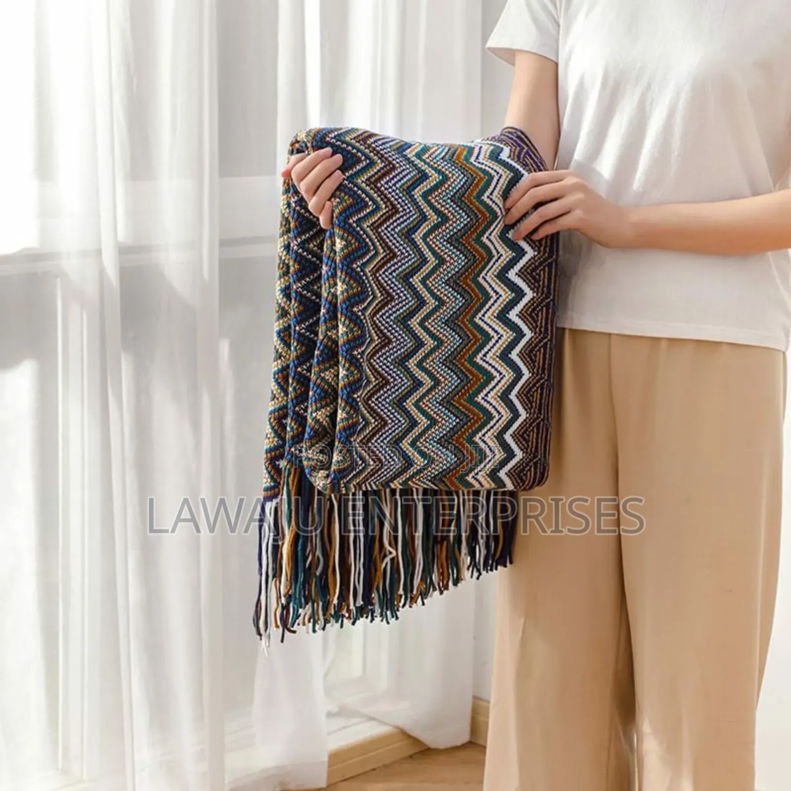 Bohemian Knitted Throw Blanket
