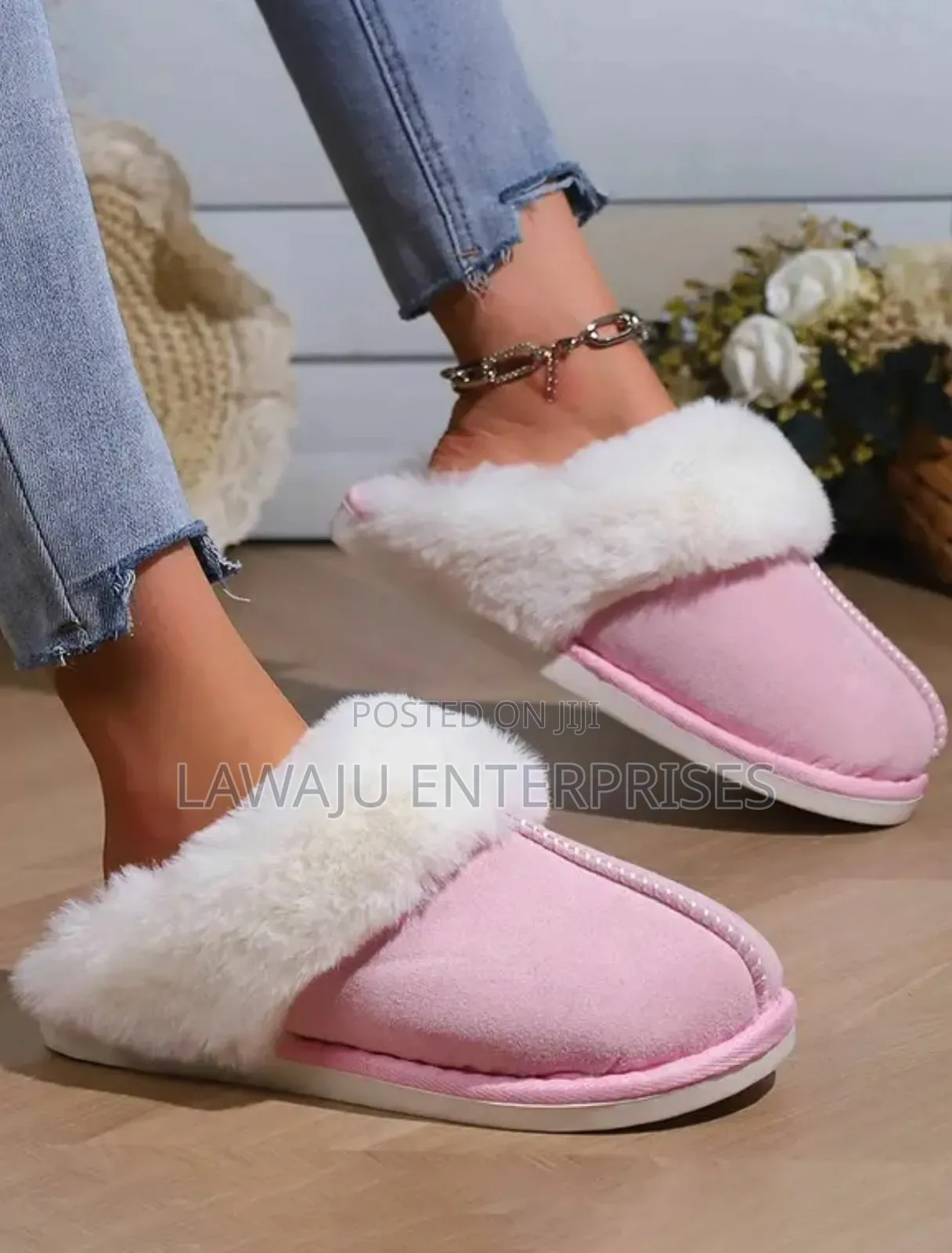 Pink Cashmere Fur Indoor Shoes