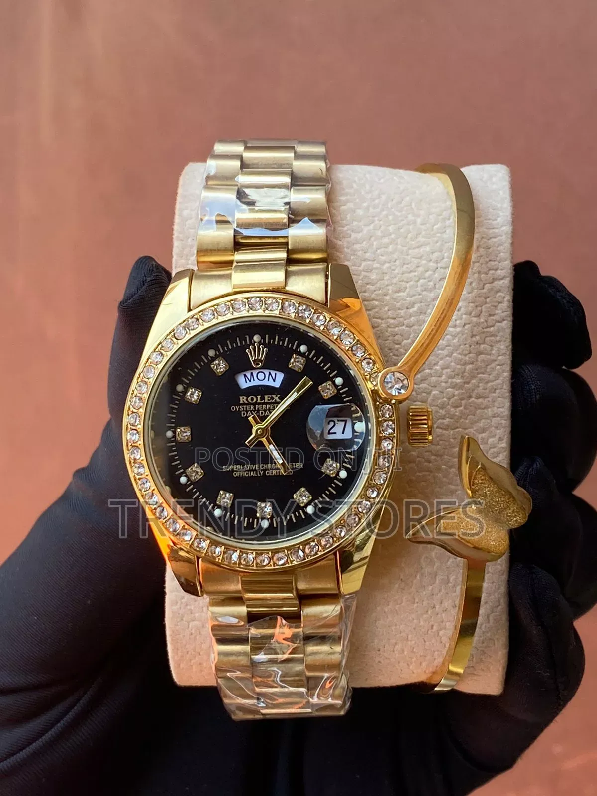 Ladies Iced Rolex Watch With Bracelet