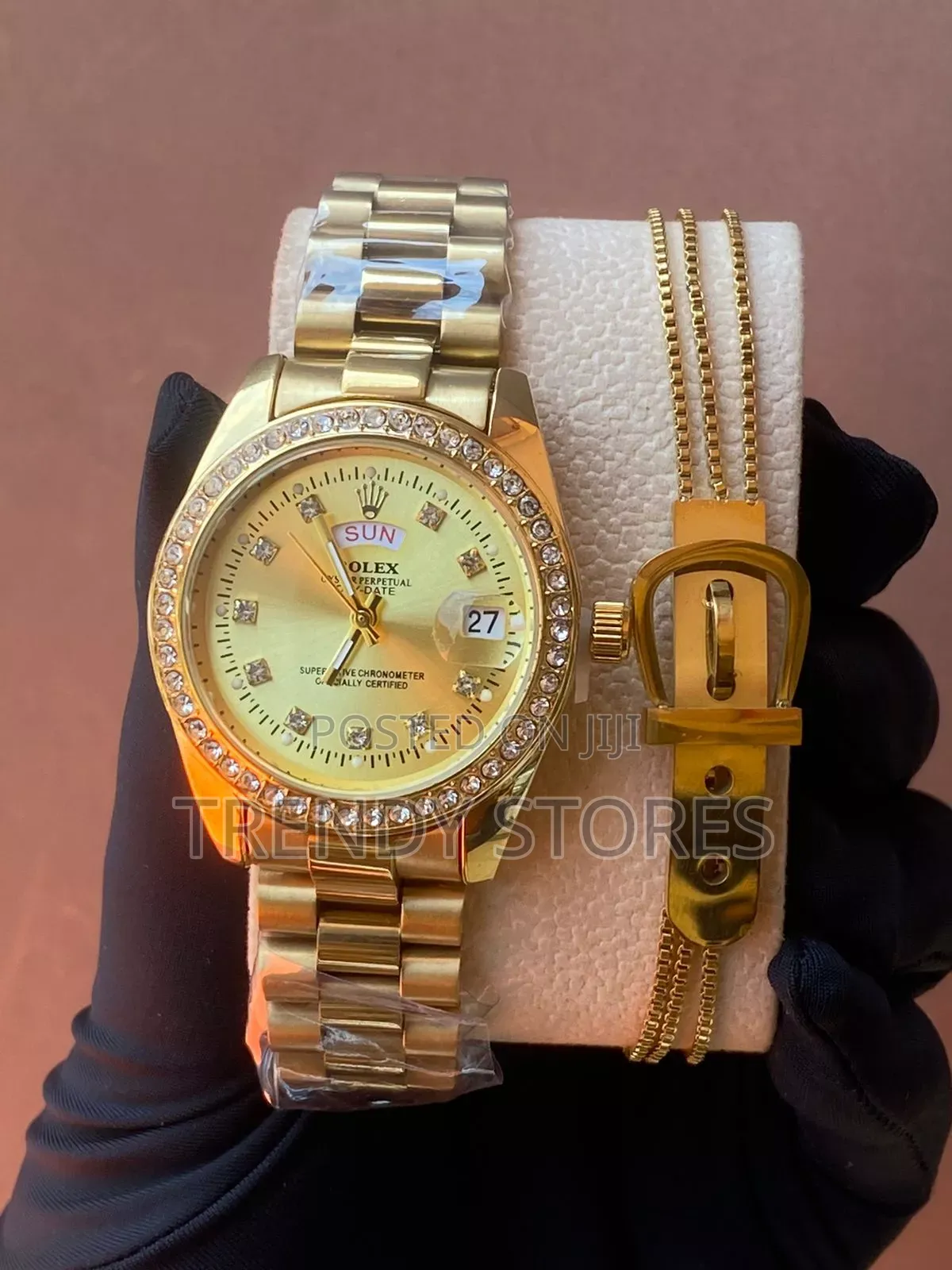 Ladies Iced Rolex Watch With Bracelet