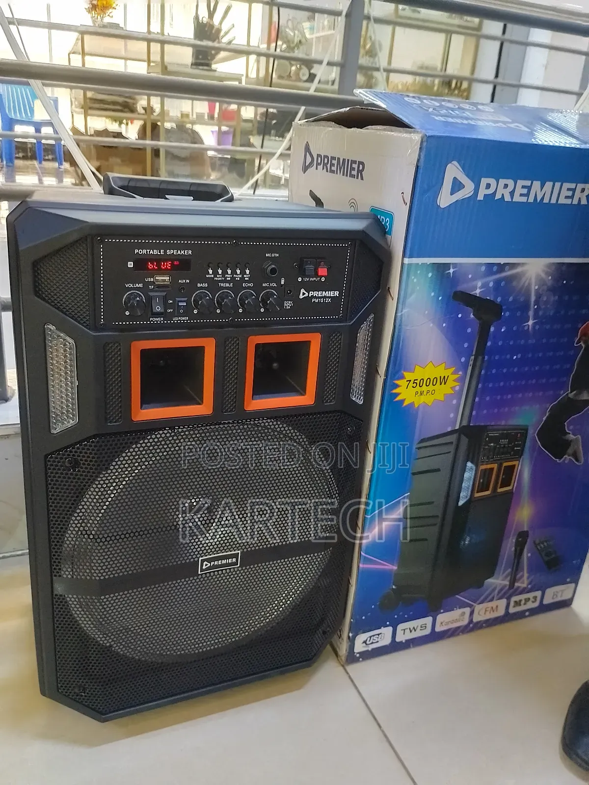 Premier 12 Inches Rechargeable Trolley PA Speaker -7500watts