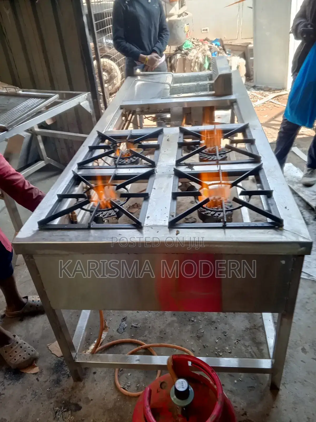 Four Burner, Griddle and Double Fryers Combined Cooker