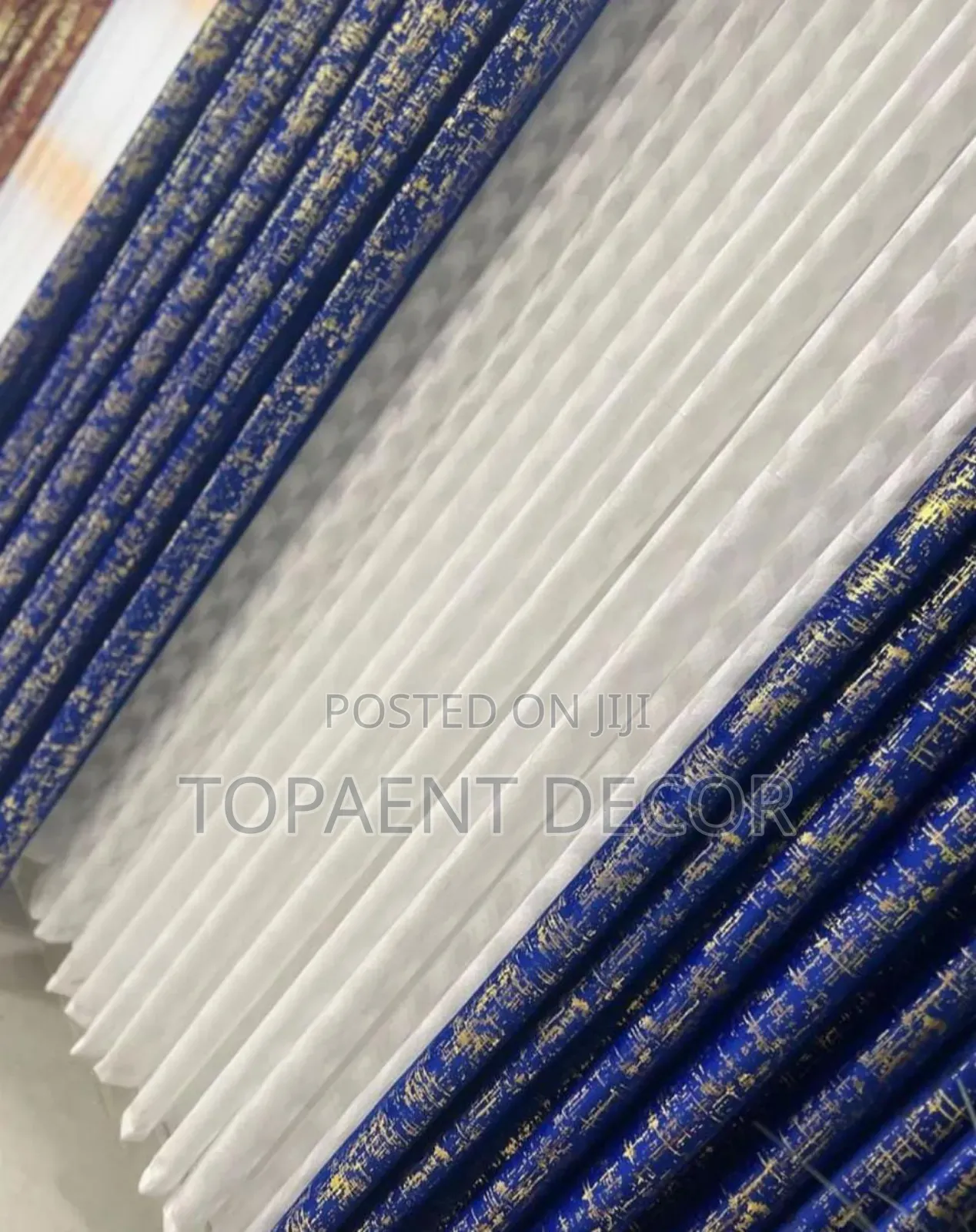 Blue Velvet With Gold Touch and White Sheers