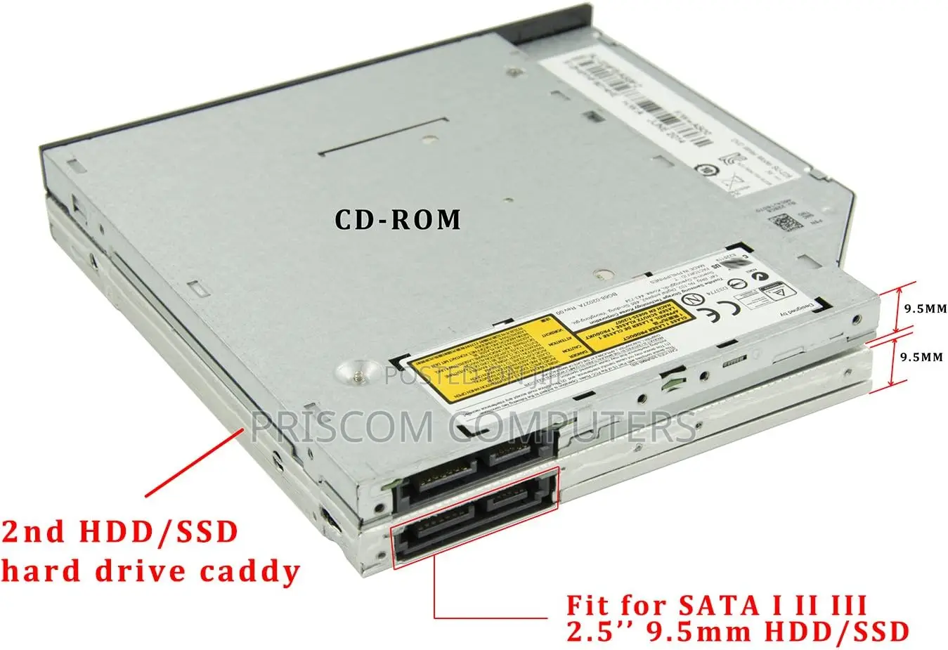 9.5mm Universal SATA 2nd HDD SSD Hard Drive Caddy for CD/DVD