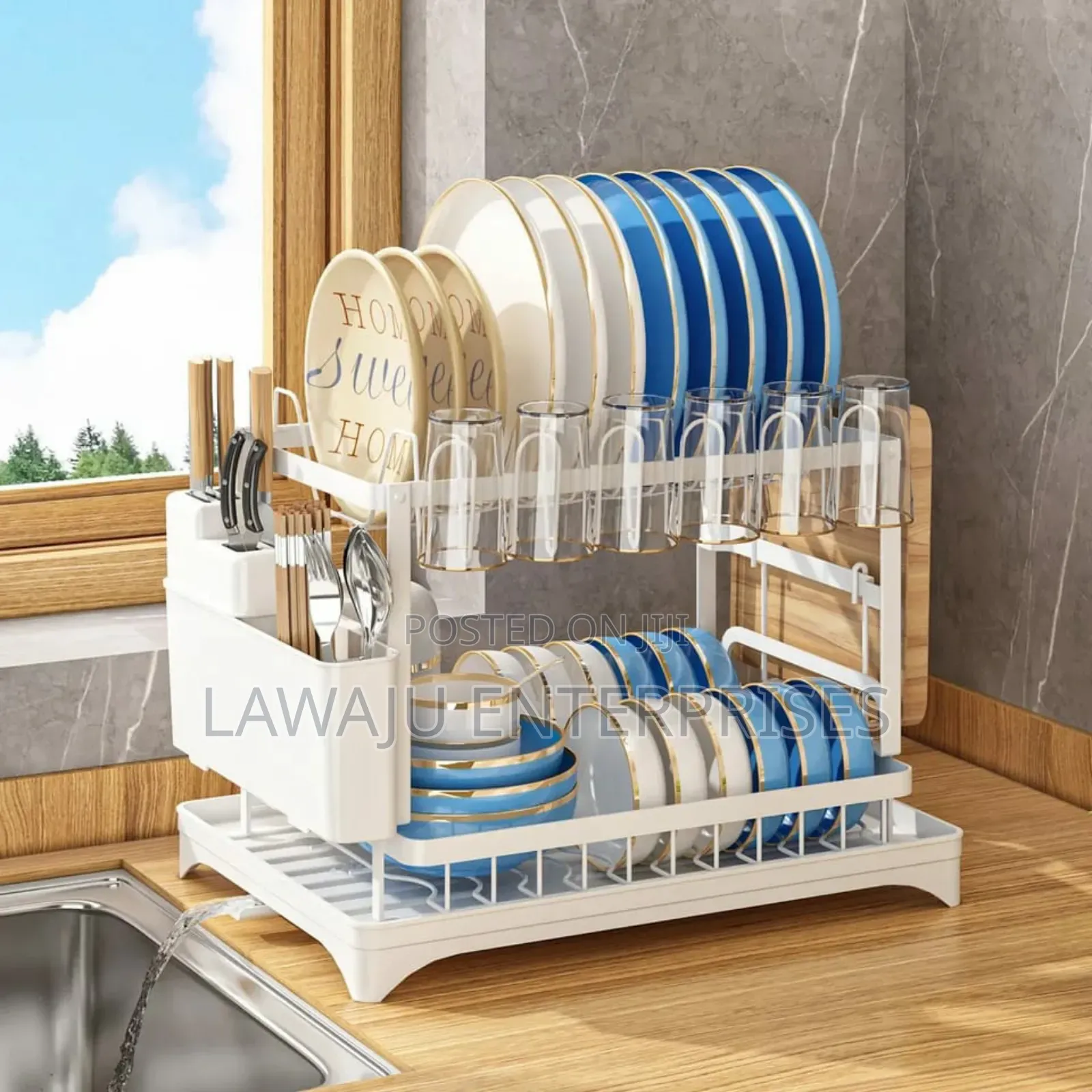 White Classy 2 Tier Dish Rack
