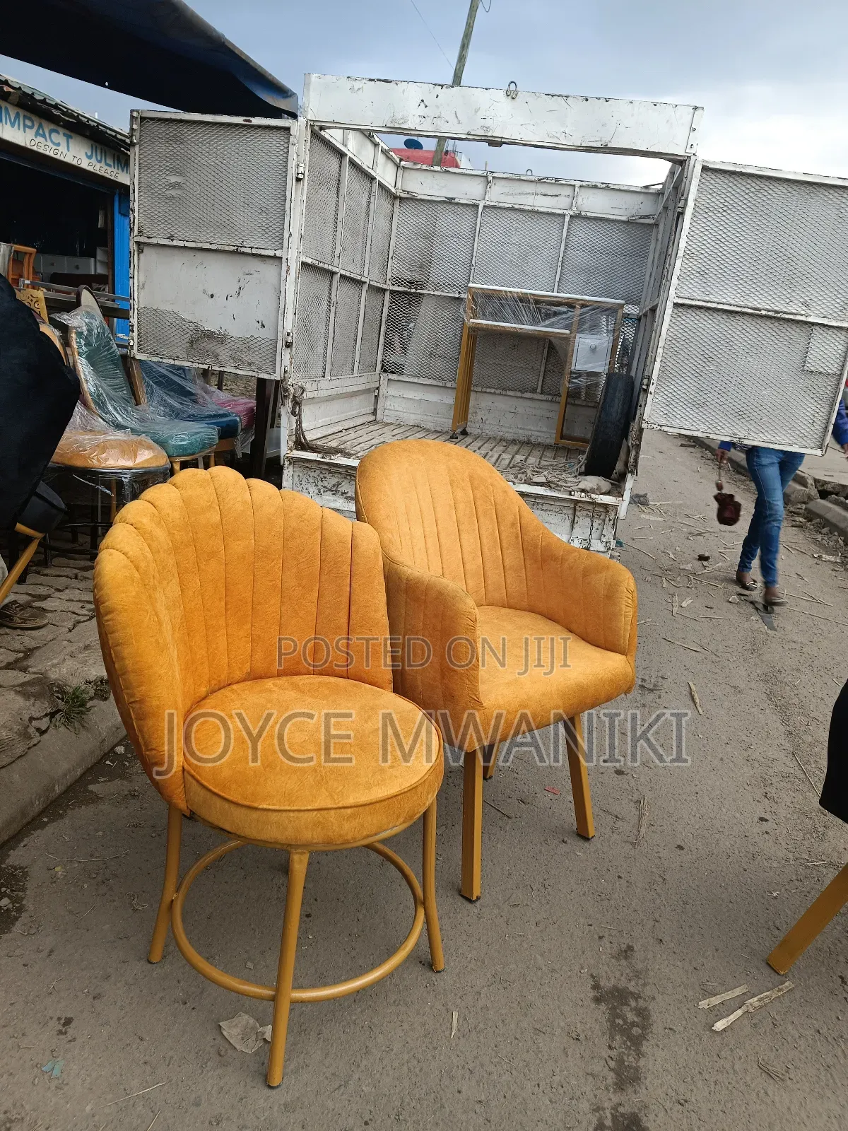 Manicure Seats, Gold 2 Pieces 