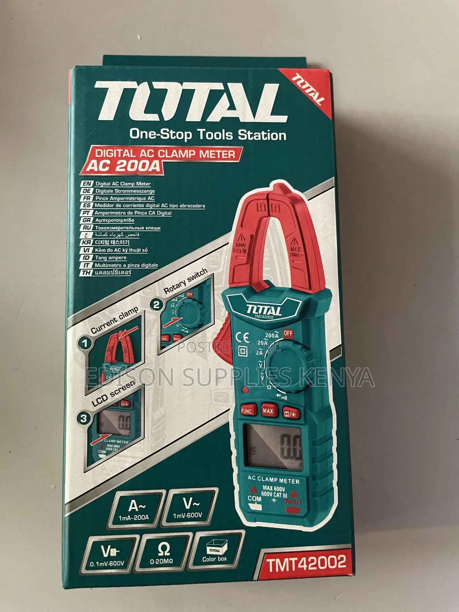Clamp Meter Total Digital Ac Clamp Meter Ac/Dc 600v Tmt42002
