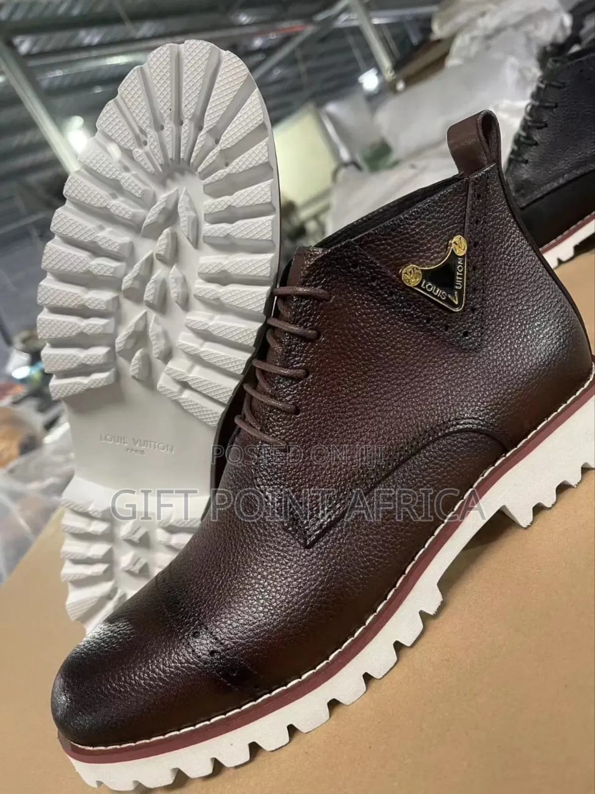 Coffee Leather Casual Louis Vuitton Boots
