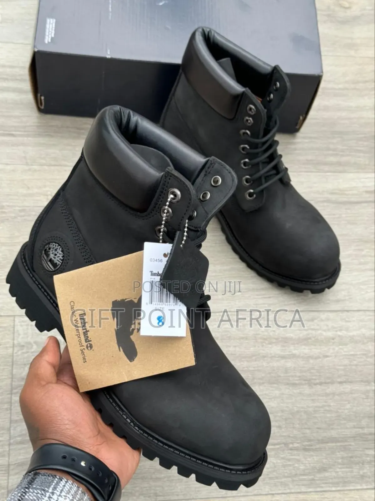 Black Timberland Leather Boots for Men