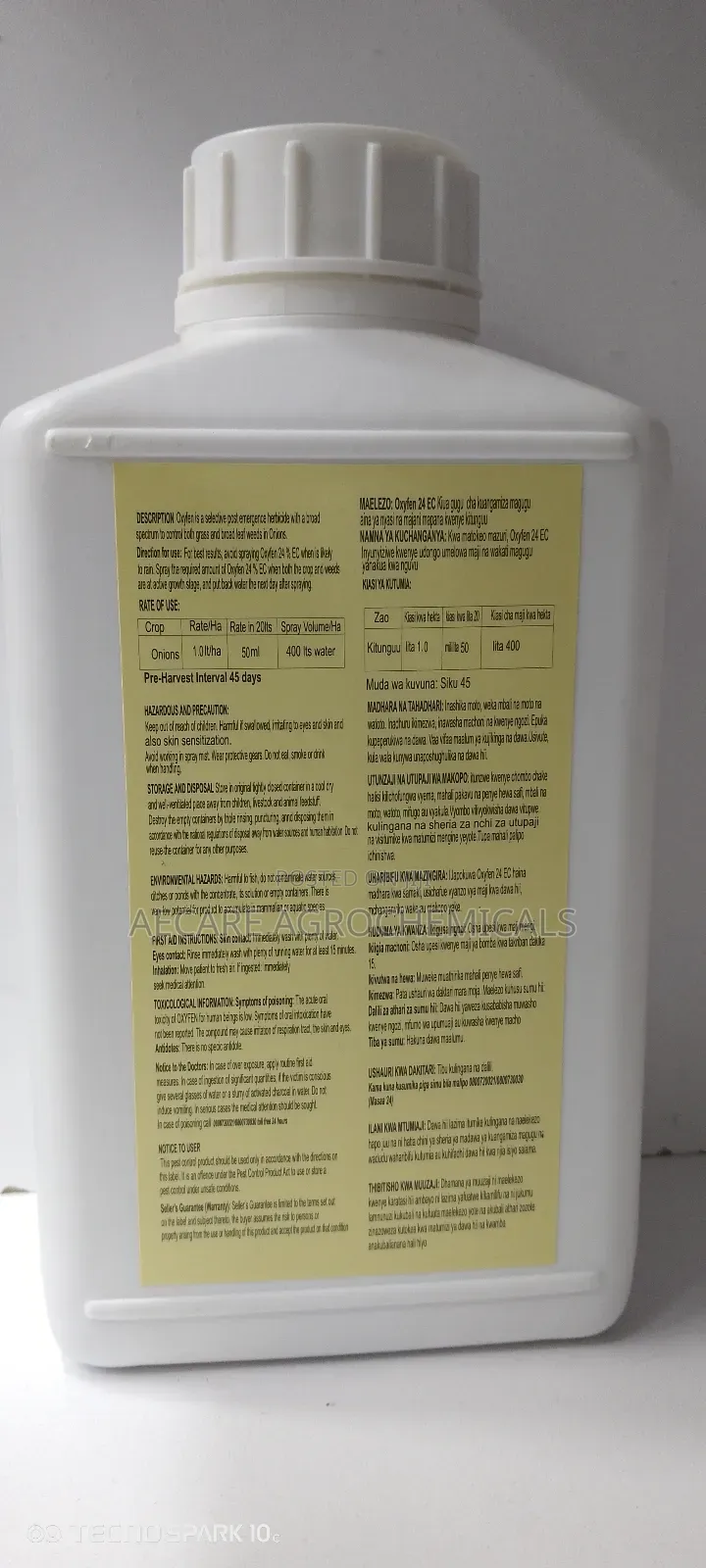 Oxyfen Herbicide 24% Ec Pre-Emergence Onion 1litre