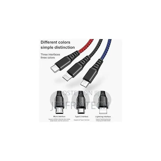 Fast Charging 3 in 1 Type C, Micro USB, Lightning