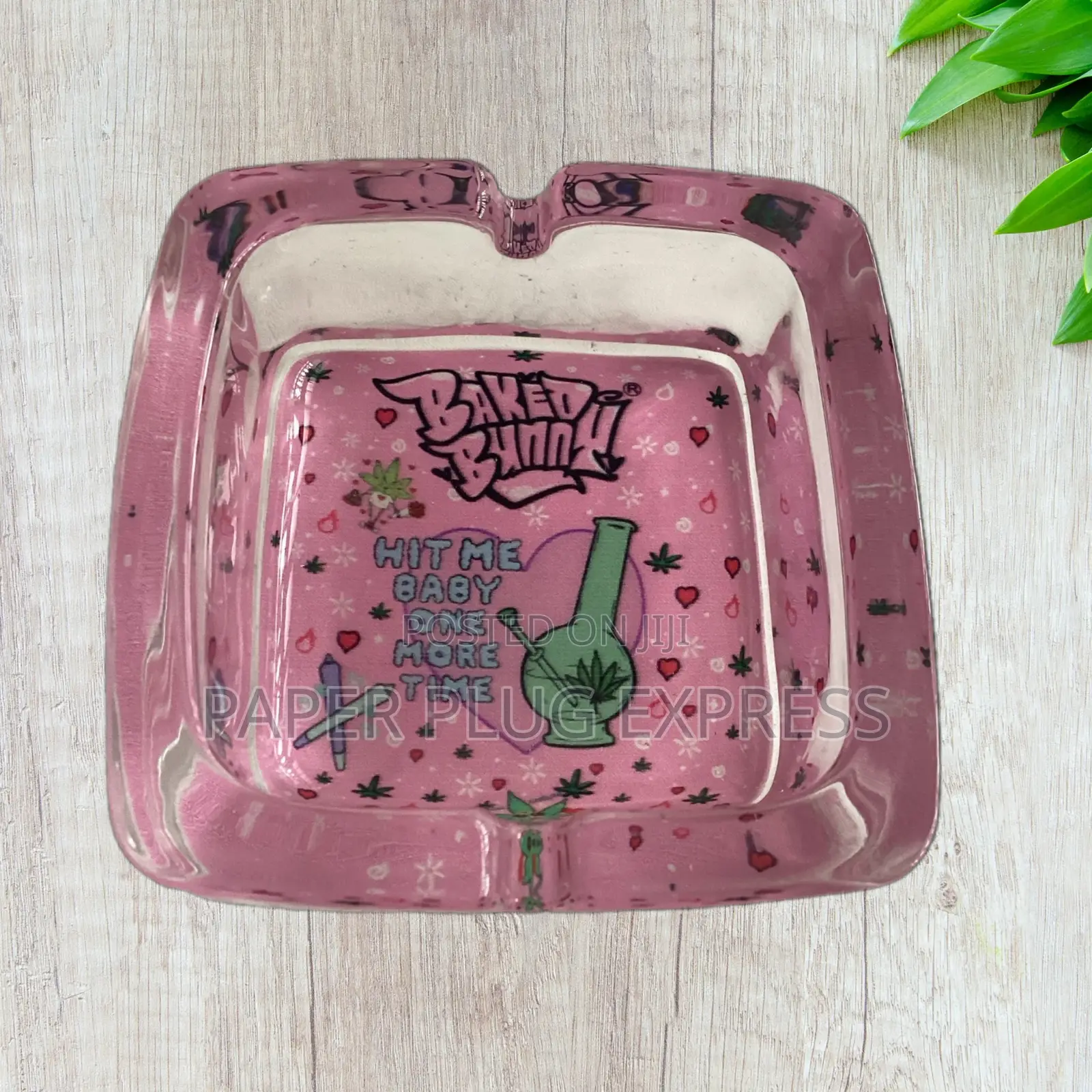 Baked Bunny Art Square Glass Ashtray 90mm