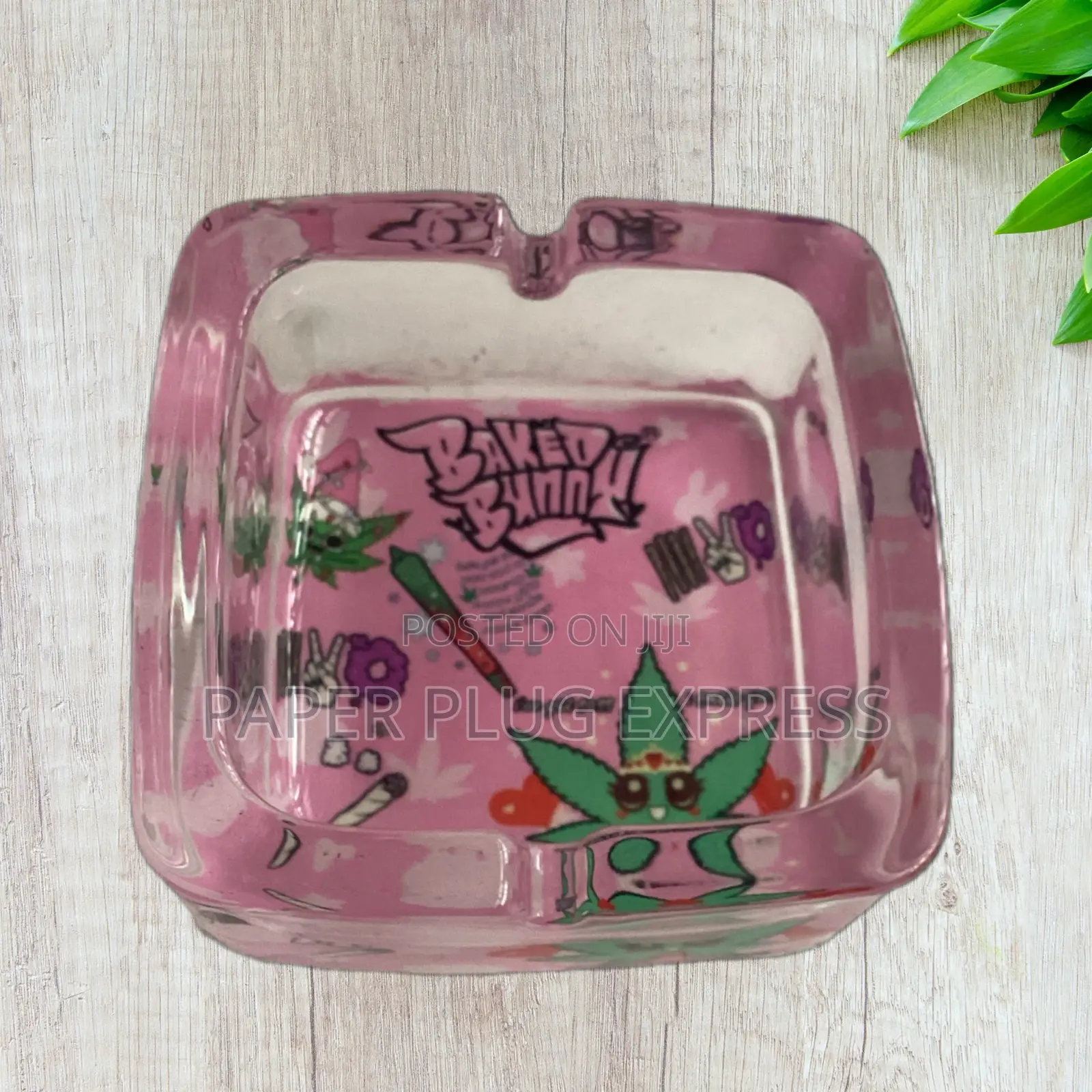 Baked Bunny Art Square Glass Ashtray 90mm
