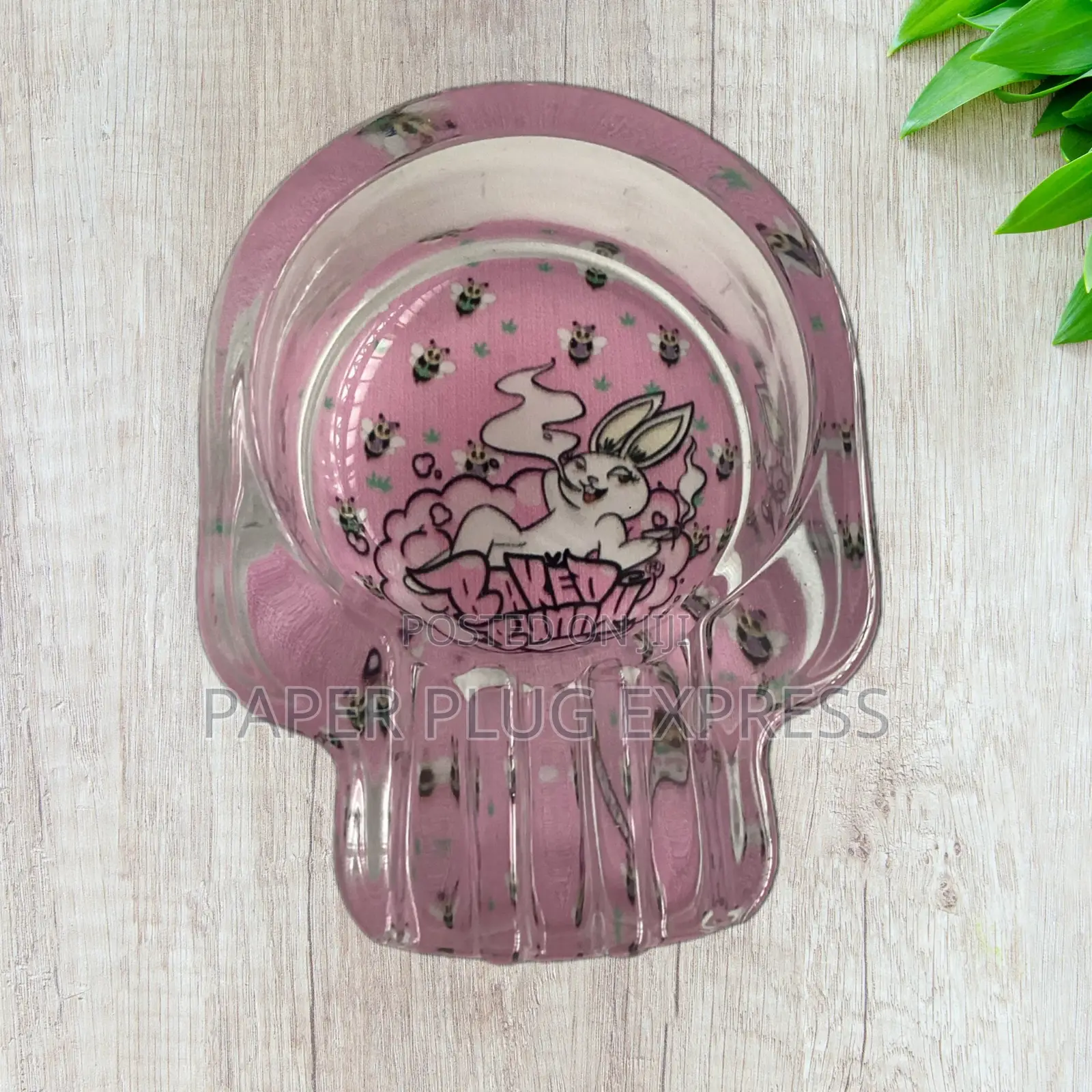 Baked Bunny Skull Art Glass Ashtray 95mm