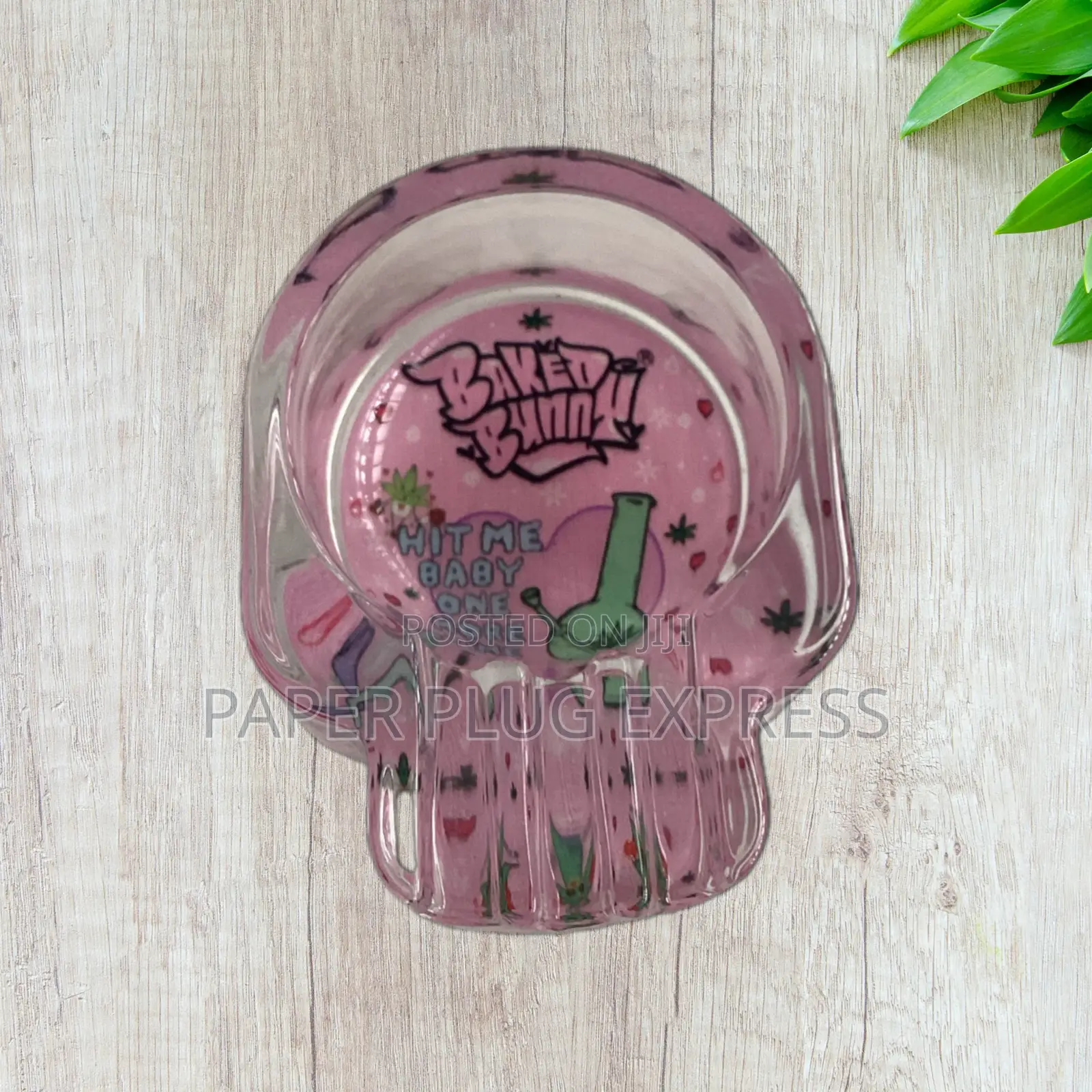 Baked Bunny Skull Art Glass Ashtray 95mm
