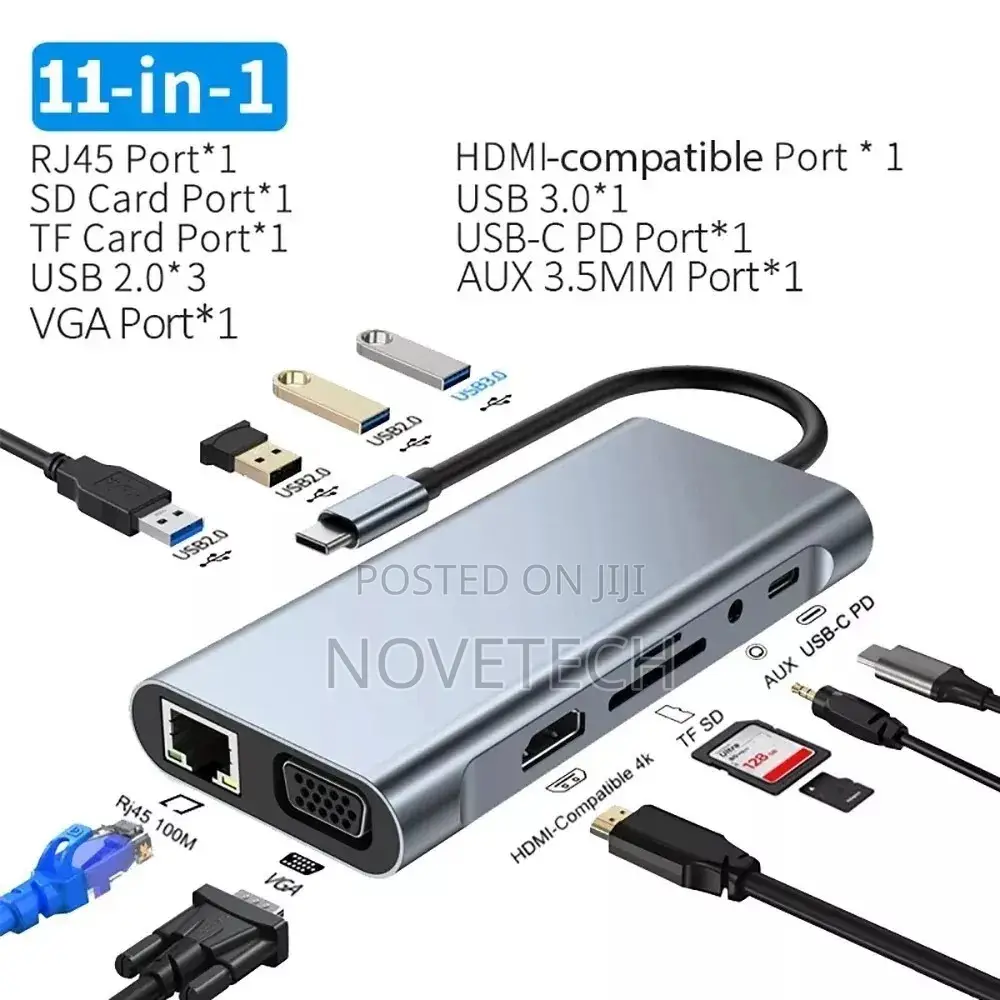 11 in 1 Multiport USB-C Type C Hub to USB 3.0 HDMI RJ45