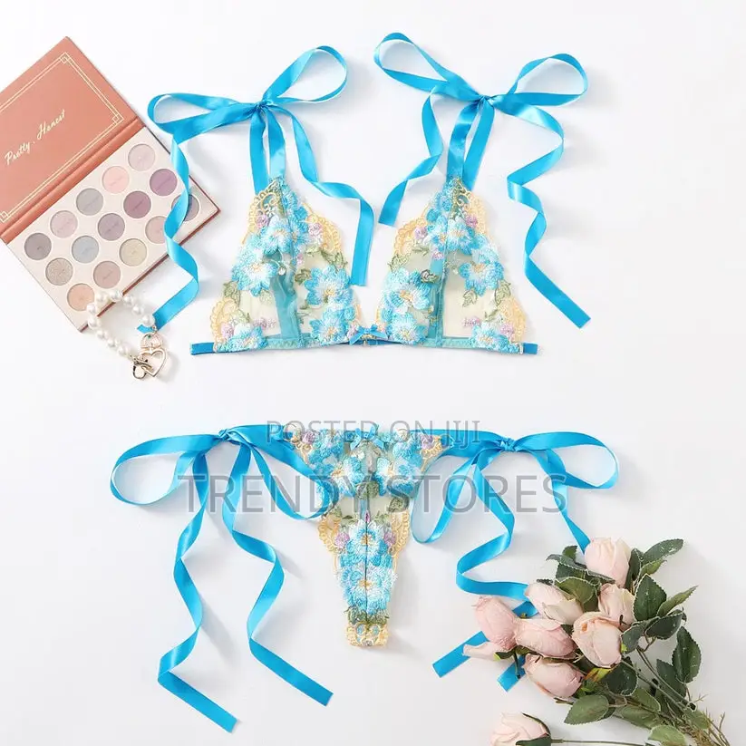 Blue Floral Lace Lingerie