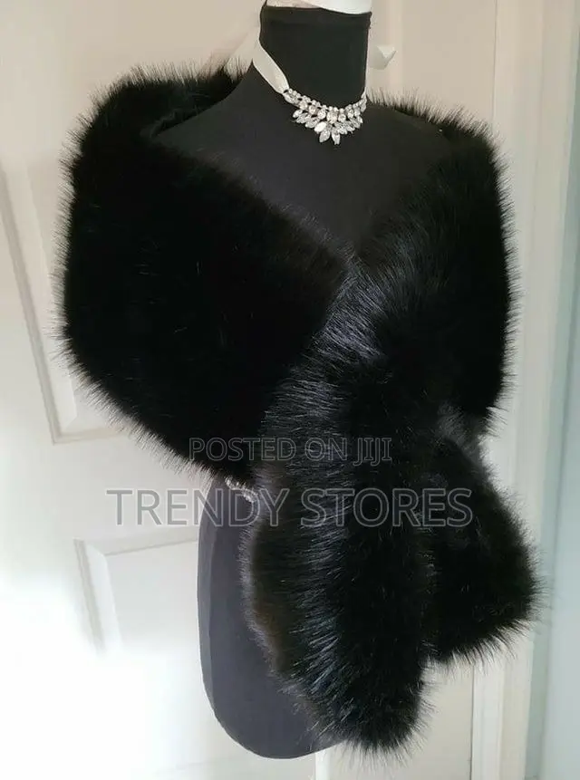 Black Faux Fur Shawl