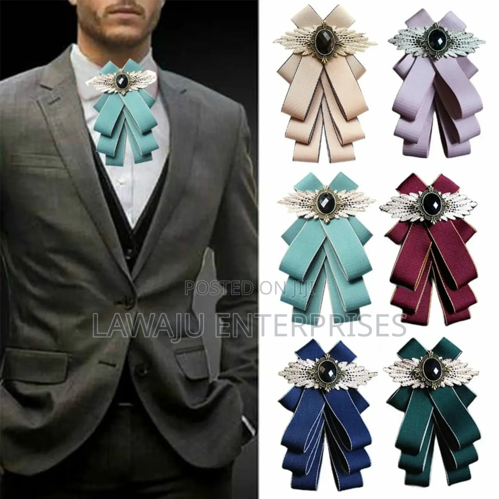 Unisex Paisley Ribbon Bow Ties