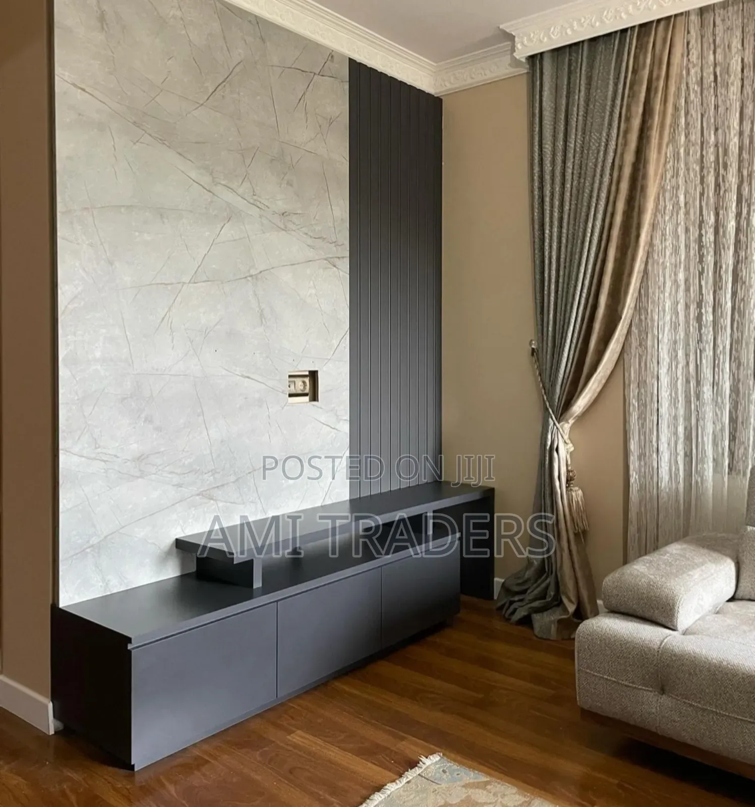 Black Luxury 7ft Tv Stand