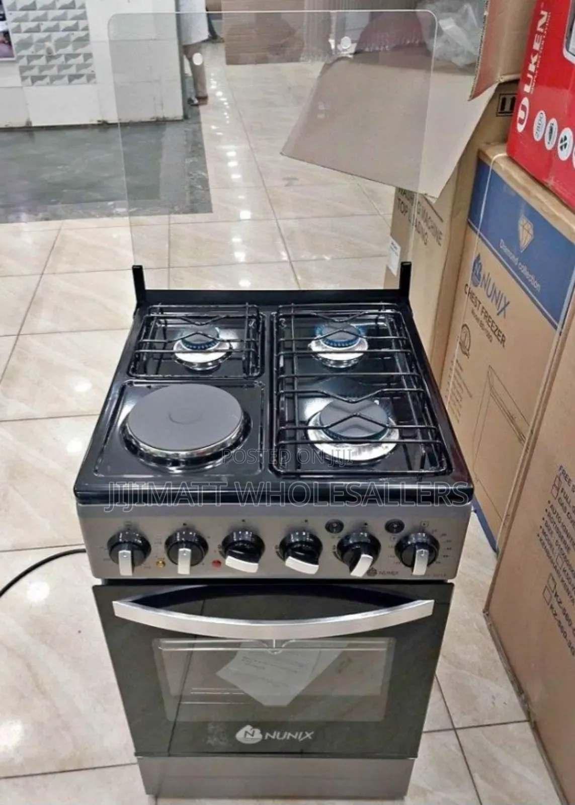 Nunix 3G+1electric Plate Standing Cooker With Electric Oven