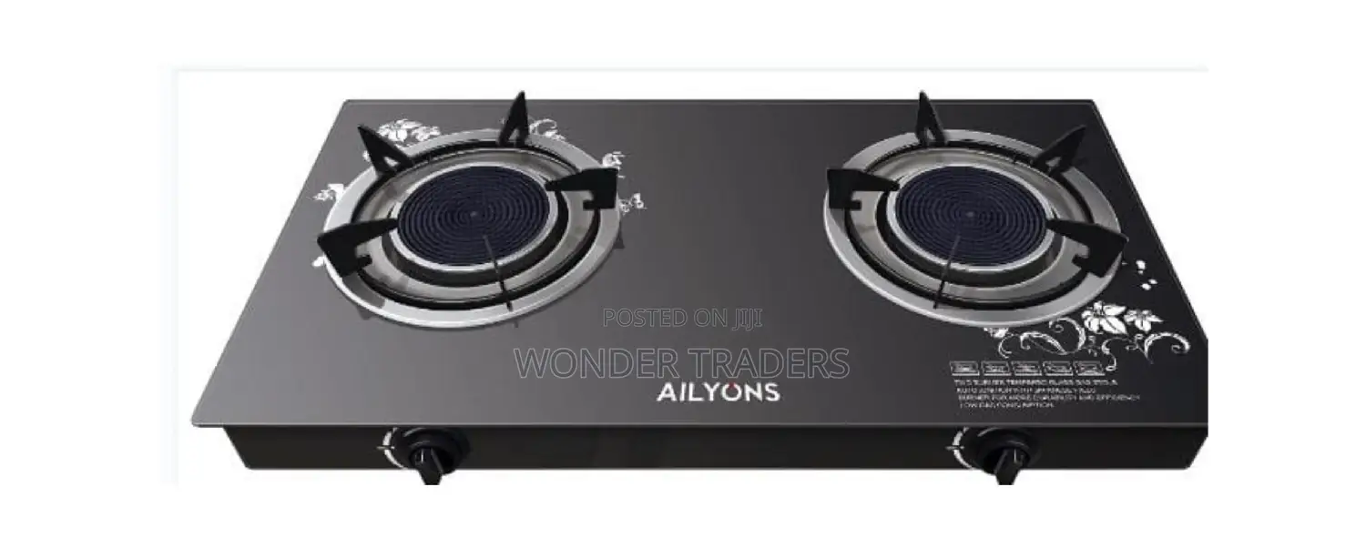 AILYONS 2 Burner Glass Top Gas Cooker Infrared 2 Burner