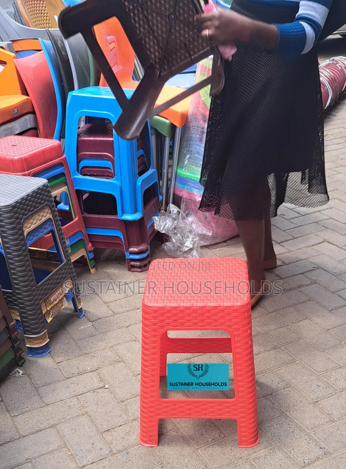 Red Kenpoly Plastic Stool