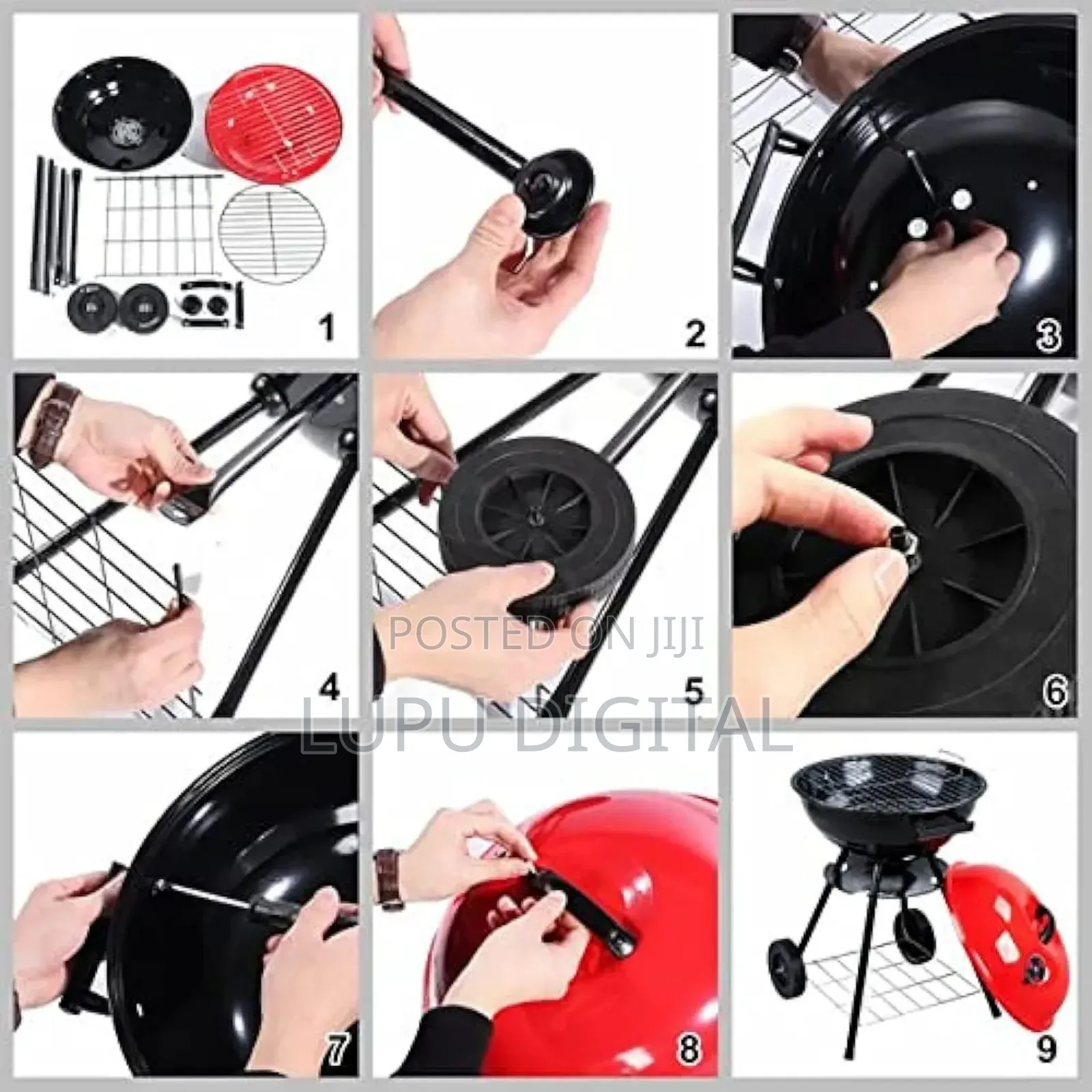 Round Charcoal Barbecue With Portable Trolley