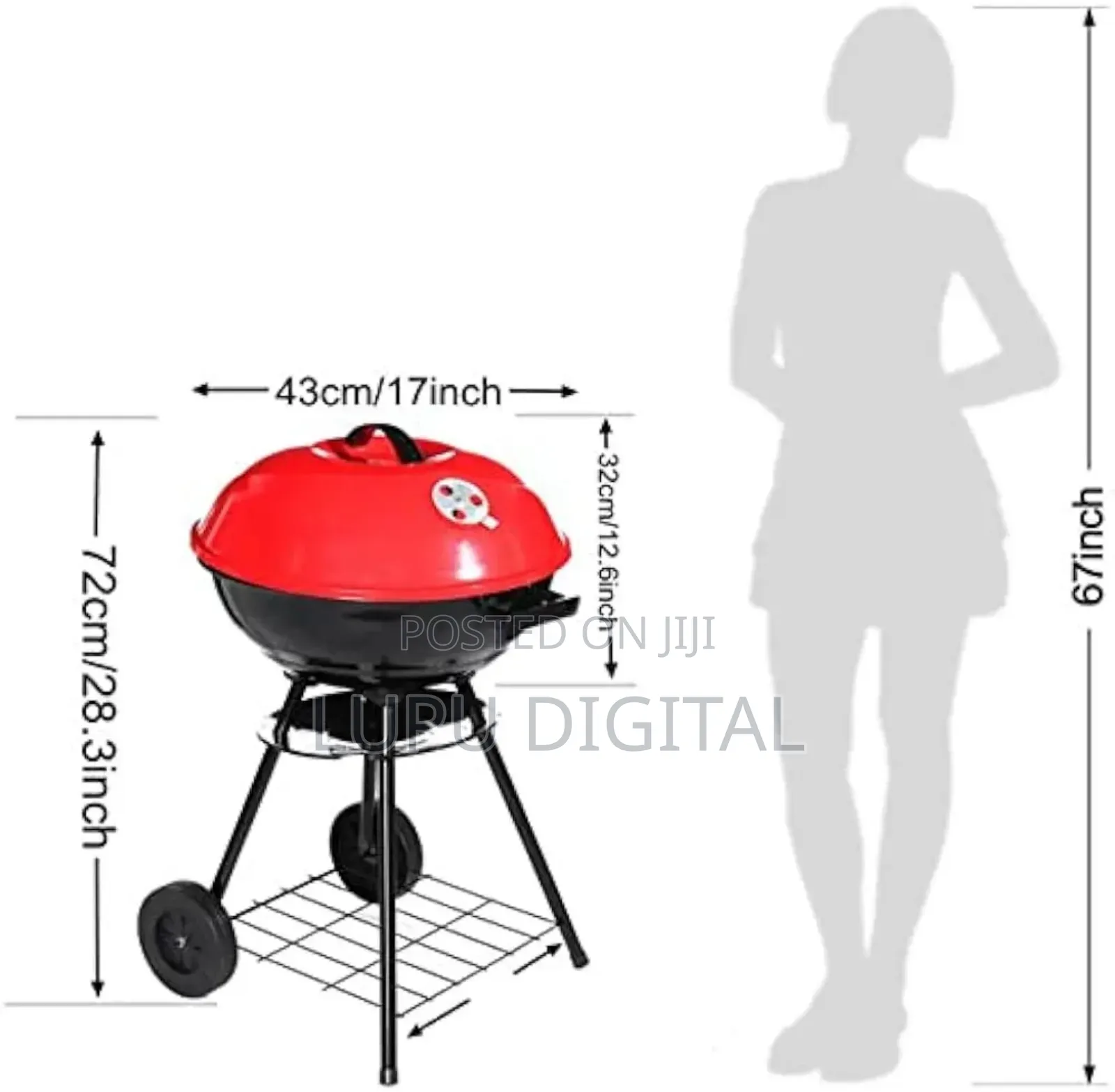 Round Charcoal Barbecue With Portable Trolley
