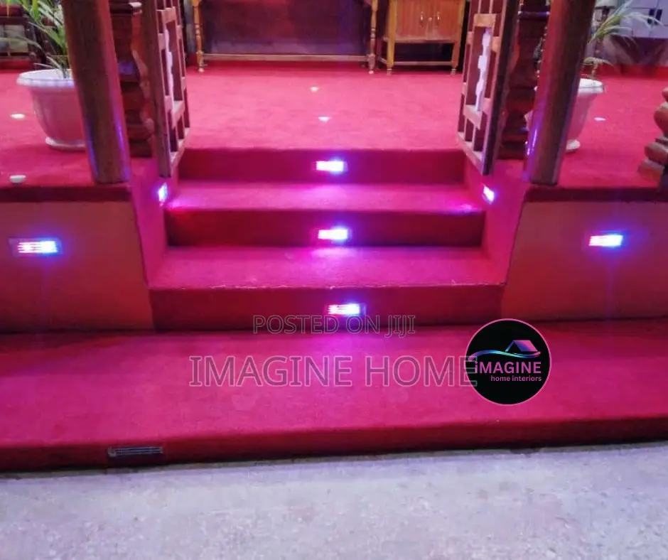 Plain Wall to Wall Red Decorated Carpet