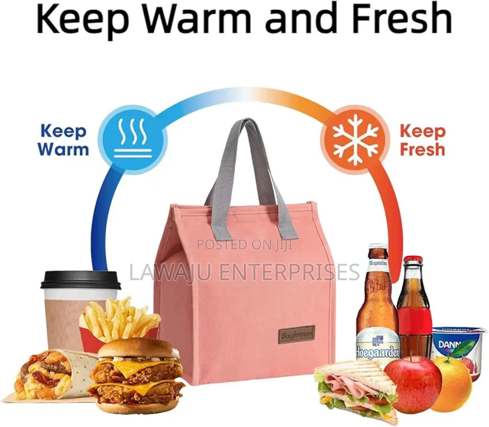 Pink Tote Insulated Lunch Bag